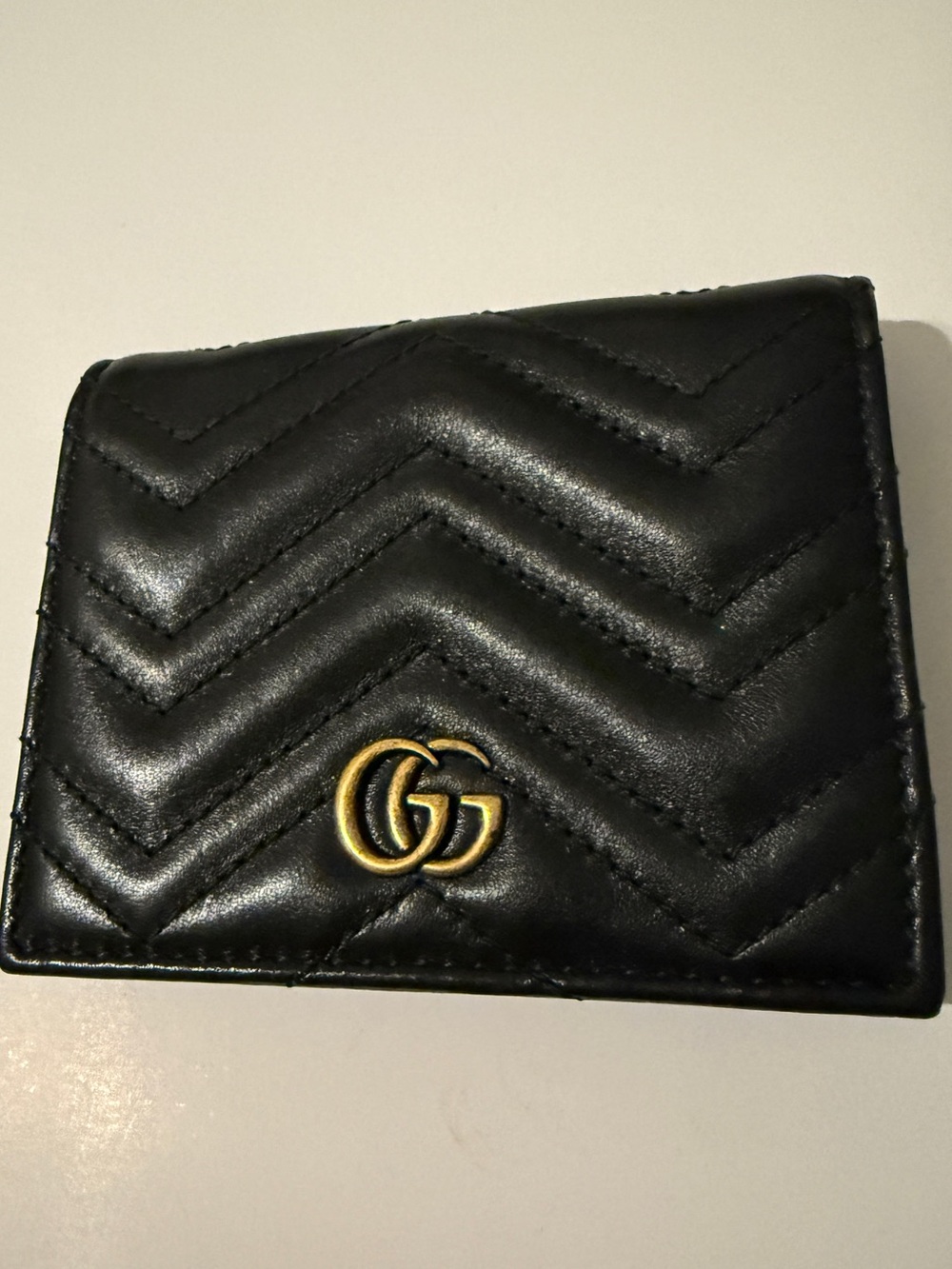 Gucci GG Marmont Matelassé Leather Card Case Wallet Black